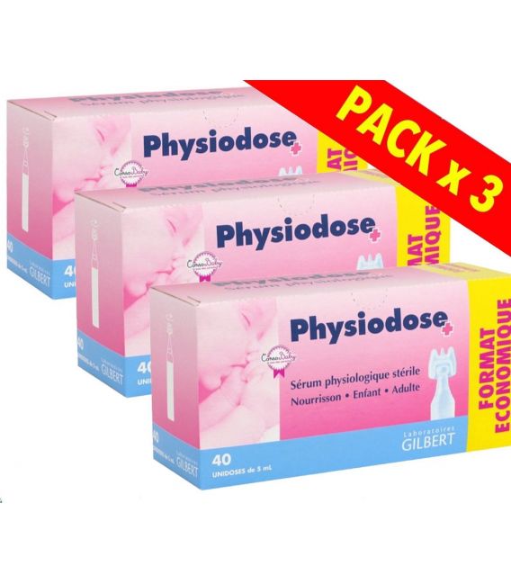 Physiodose Sérum Physiologique Lot de 3 Boites de 40