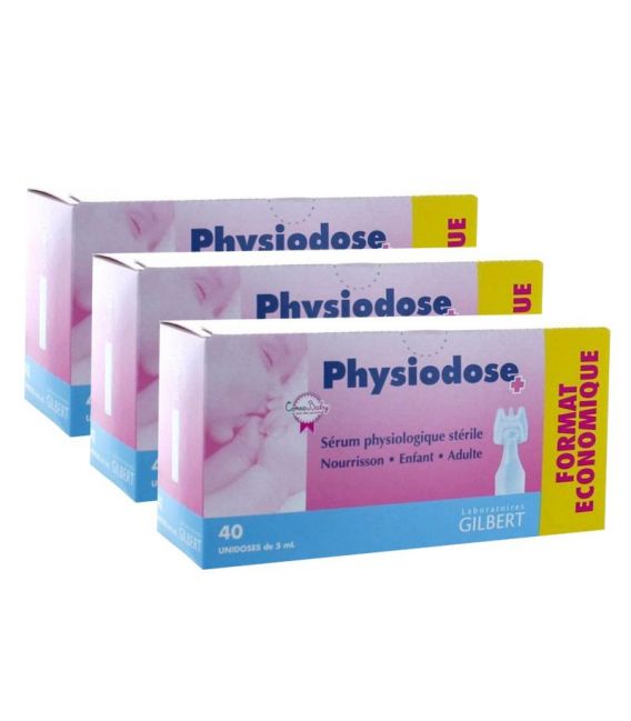 Physiodose Sérum Physiologique Lot de 3 Boites de 40