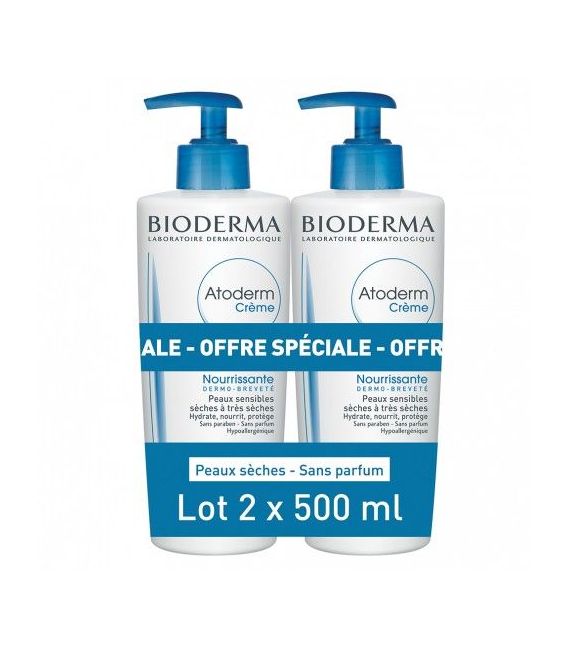 Bioderma Atoderm Crème Nourrissante Sans Parfum 2x500ml