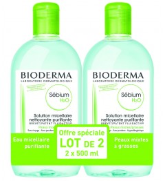 Bioderma Sebium H2O Solution Micellaire 500ml Lot de 2