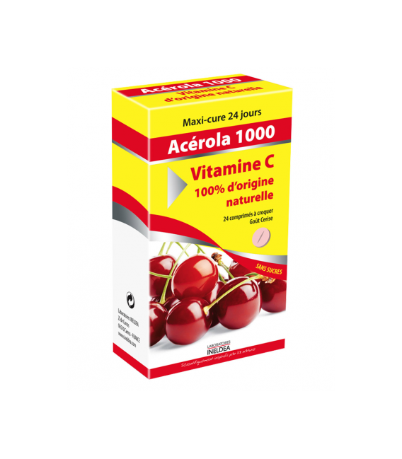 Vitamin 22 Acérola 1000 Vitamine C Naturelle 24 Comprimés à Croquer