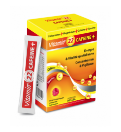 Vitamin 22 Cafeine Plus 14 Sticks de Poudre Orodispersible Gout Framboise