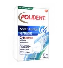 Polident Nettoyant Total Action 66 Comprimés