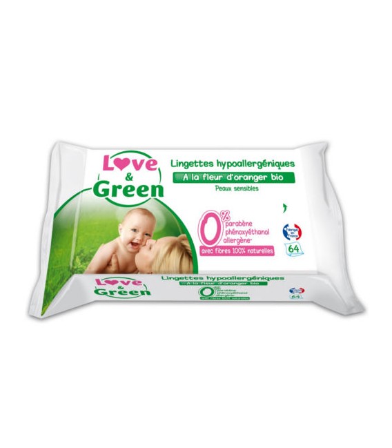 Love And Green Lingettes Parfumées Paquet de 64