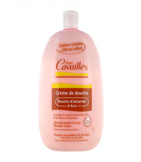 Rogé Cavailles Crème de Douche Beurre d'Amande et Rose 500Ml + 250Ml Offert