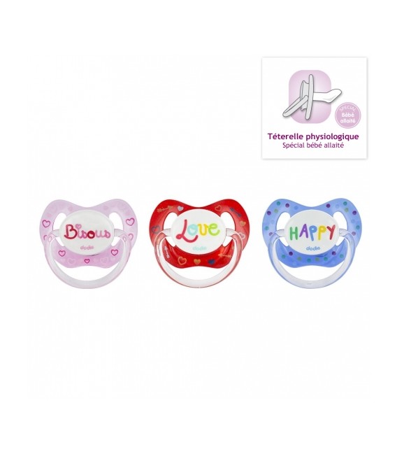 Dodie Sucette Physiologique + 18 Mois Silicone Love P61