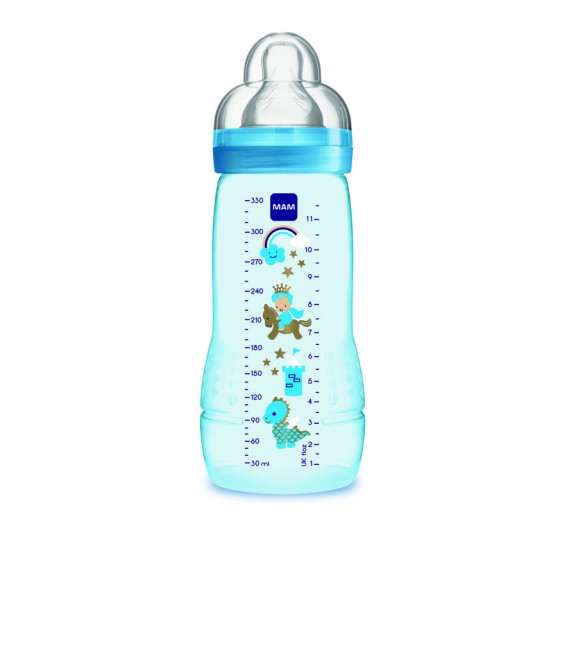 MAM Biberon 2ème Age Garçon Tétine Débit X 330 Ml