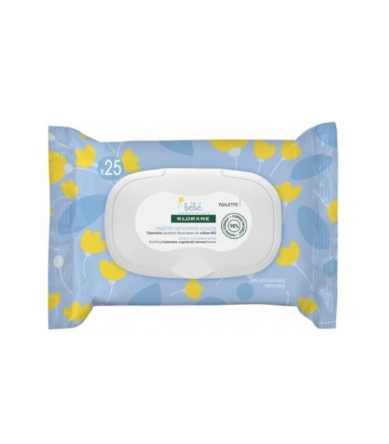 Klorane Bébé Lingettes Nettoyantes Douces Sachet de 25