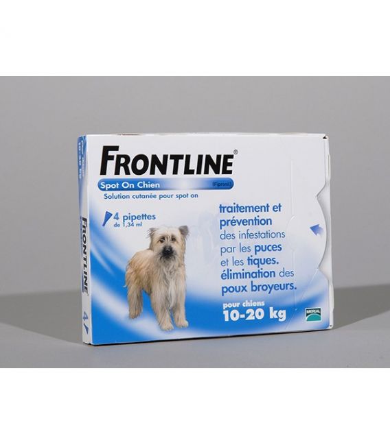 Frontline Spot On Chien 10-20Kg 4 pipettes pas cher