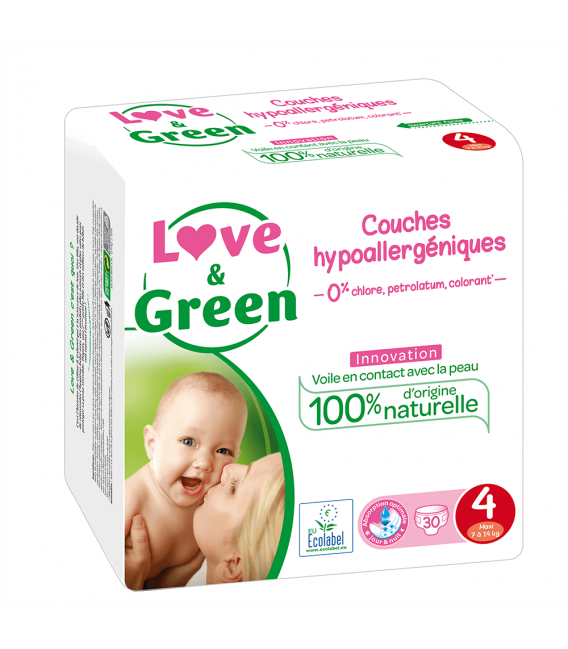 Love And Green Couches Hypoallergéniques Taille 4 7 à 14Kg Paquet