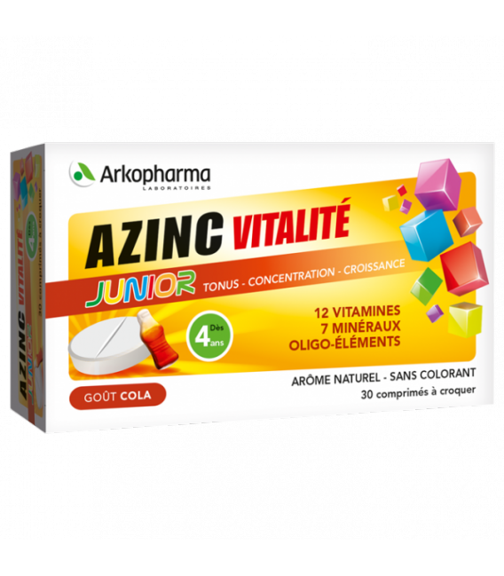 Azinc Vitalité Junior Gout Cola 30 Comprimés à Croquer