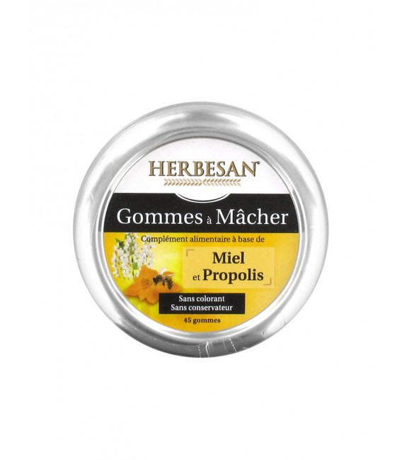 Herbesan Gommes à Mâcher Miel Propolis 45 Gommes