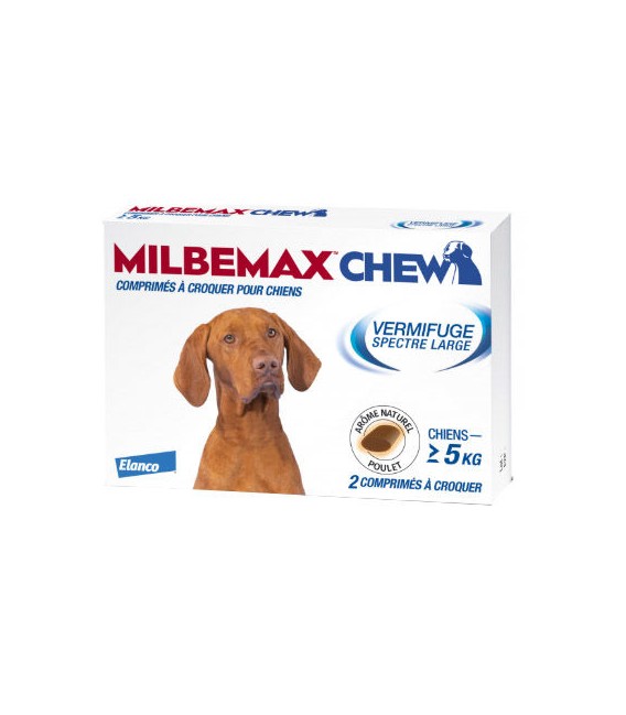 Milbemax Chew Chien de plus de 5Kg 2 Comprimés