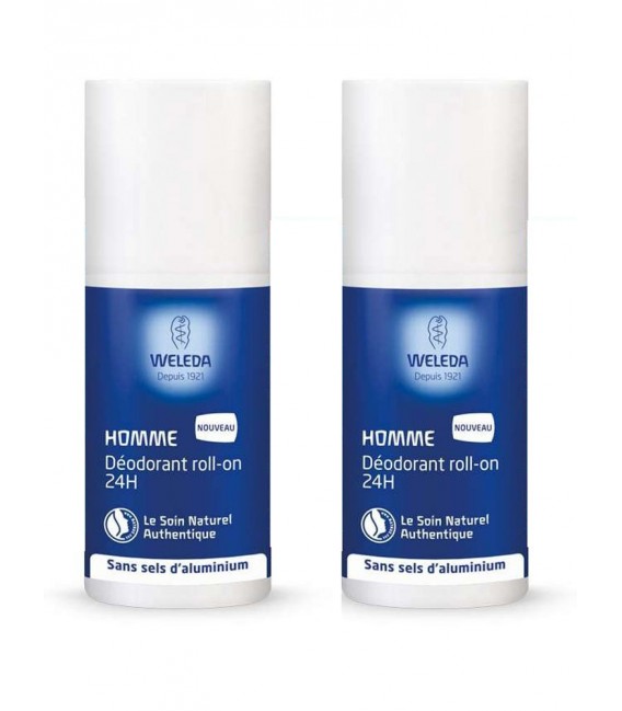 Weleda Déodorant 24 Heures Homme Roll On 2x50Ml