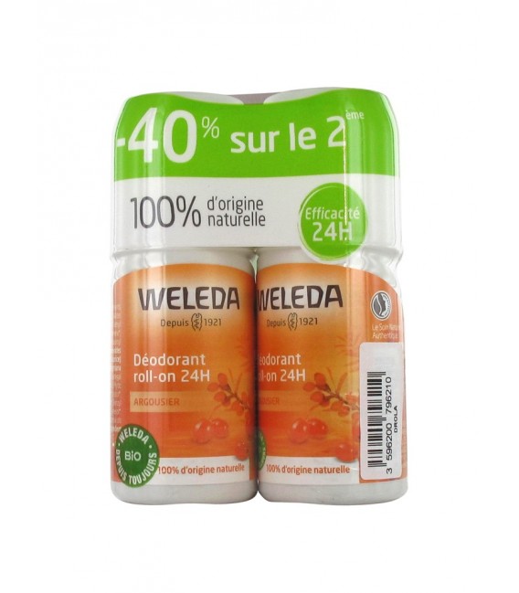 Weleda Déodorant 24 Heures Argousier Roll On 2x50Ml