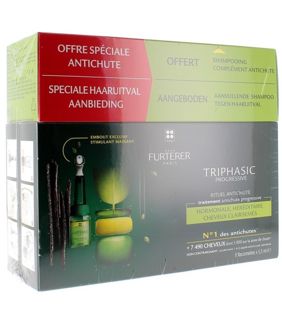 Furterer Triphasic Progressive 8 Flacons et Shampooing Triphasic 100Ml Offert