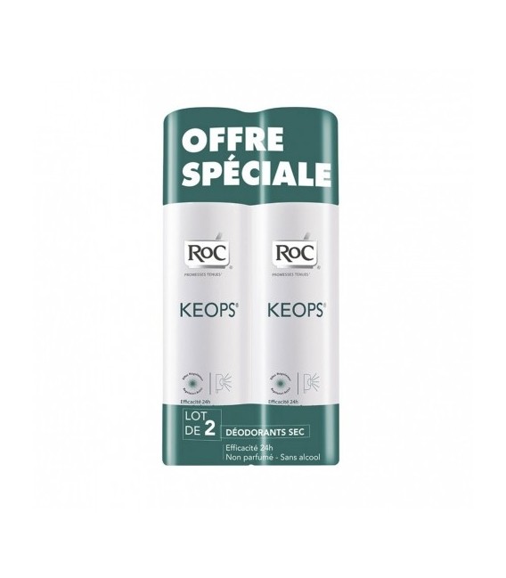 Roc Keops Déodorant Sec Sans Alcool 2x150Ml