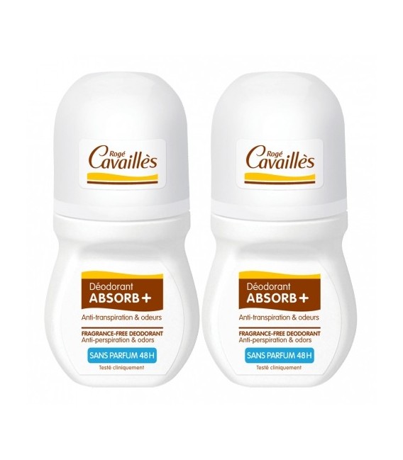 Rogé Cavailles Déodorant Absorb Anti Transpirant Sans Parfum Roll On 2x50Ml