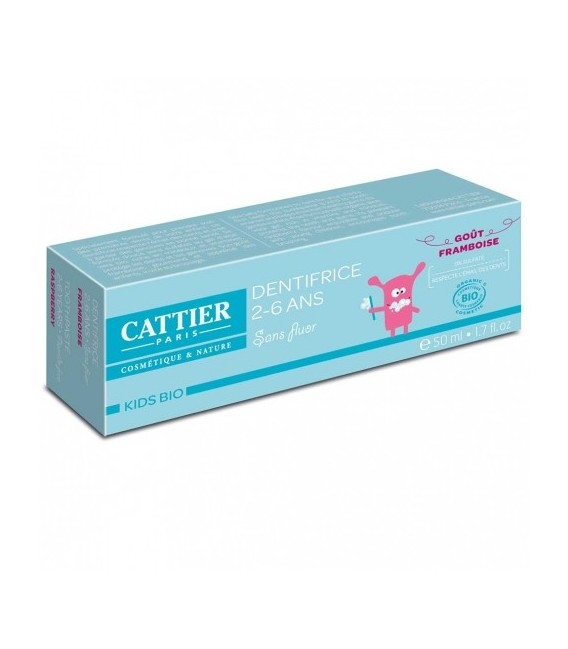 Cattier Dentifrice 2 à 6 ans Goût Framboise 50 ml