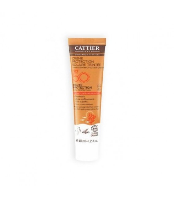 Cattier Crème protection solaire SPF 50 visage et décolleté 40ml