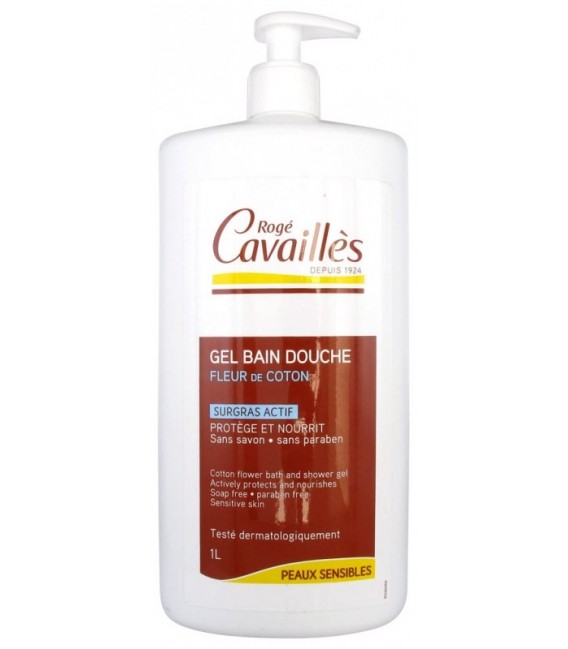 Roge Cavailles Gel Surgras Bain Douche Fleur de Coton 1 Litre