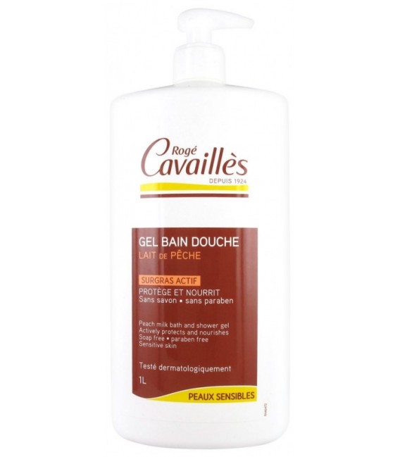 Rogé Cavailles Gel Surgras Bain Douche Lait de Pêche 1 Litre