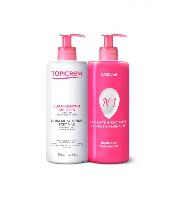 Topicrem Lait Ultra Hydratant Corps 2x500Ml pas cher