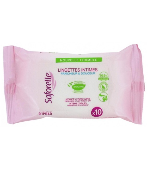 Saforelle Lingettes Hygiène Intime Pocket Biodégradable Sachet de 10