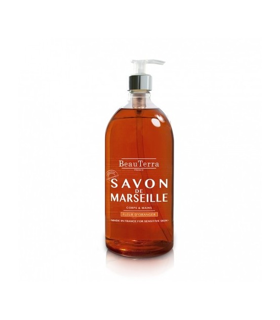 Beauterra Savon Liquide de Marseille1L Parfum Fleur d'Oranger