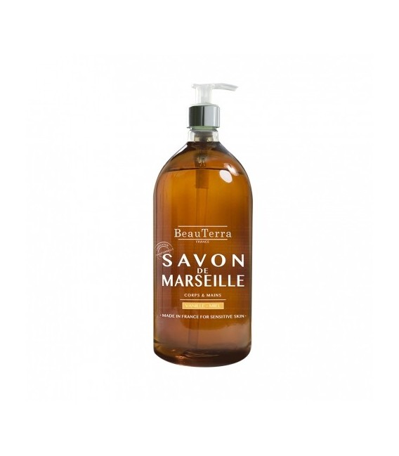 Beauterra Savon Liquide de Marseille1L Parfum Vanille Miel