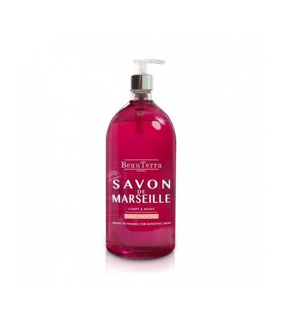 Beauterra Savon Liquide de Marseille1L Parfum Rose Ancienne