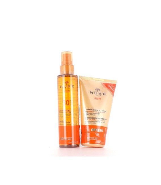 Nuxe Solaires SPF30 Huile Bronzante Visage et Corps 150Ml et Après Soleil 100Ml Offert