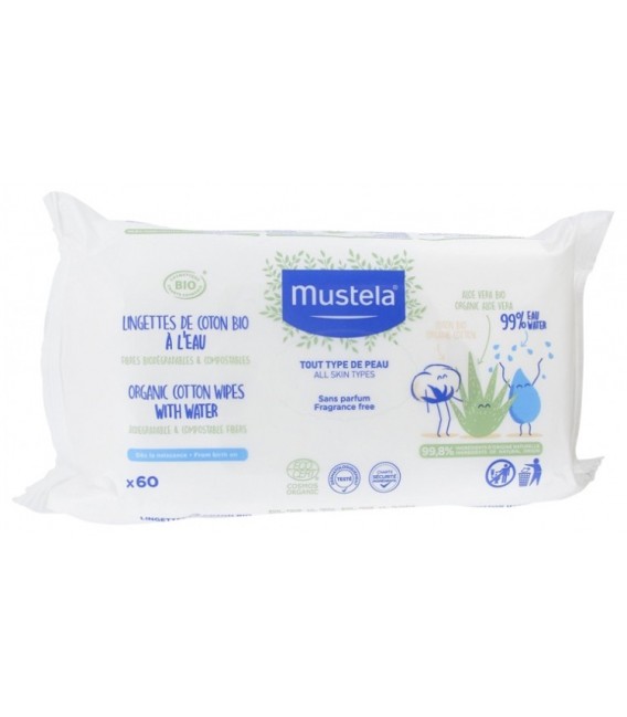 Mustela Lingettes à l'eau Paquet de 60