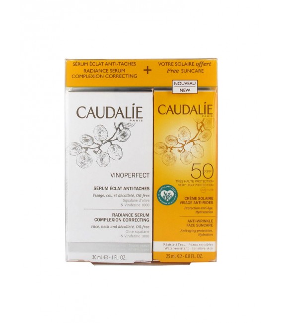 Caudalie Vinoperfect Sérum Eclat Anti-Taches et Soleil Divin SPF 50 Offert