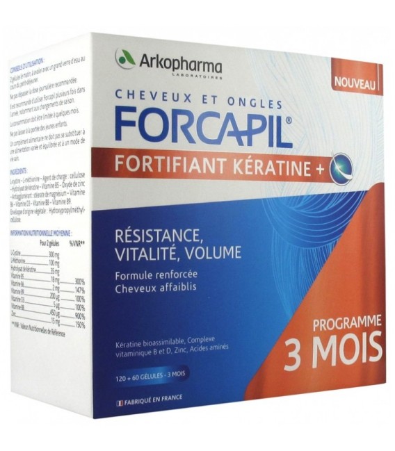 Forcapil Fortifiant Keratine 120 Gélules + 60 Gratuites