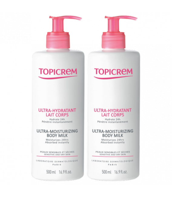 Topicrem Lait Ultra Hydratant Corps Lot de 2x500Ml