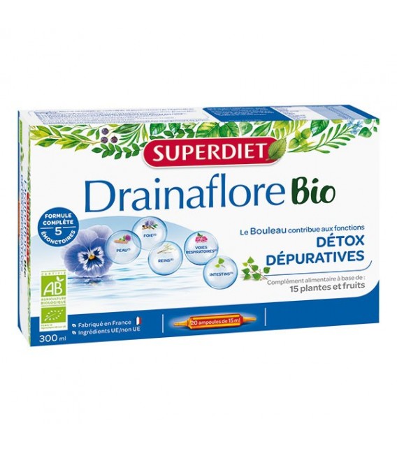 Superdiet Drainaflore Bio 20 Ampoules