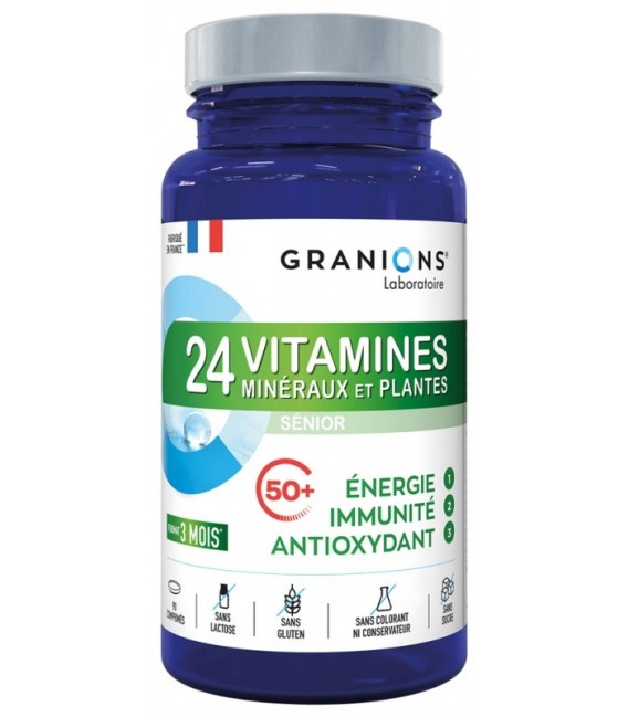 Granions 24 Vitamines Minéraux et Plantes Energie, Immunité et Anti Oxydant 90 Comprimés