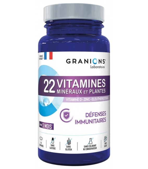 Granions 22 Vitamines Minéraux et Plantes Défenses Immunitaires 90 Comprimés