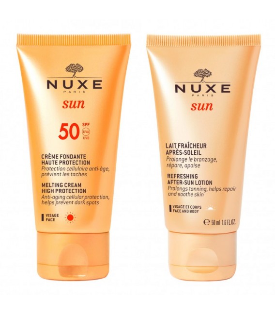 Nuxe Solaires SPF50 Crème Fondante Visage 50Ml et Après Soleil 50Ml Offert