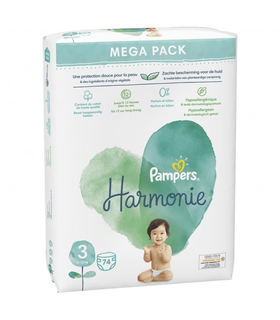 Pampers Harmonie Couche Taille 3 Paquet de 74