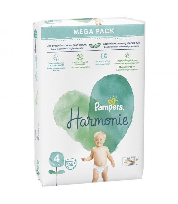 Pampers Harmonie Couche Taille 4 Paquet de 66