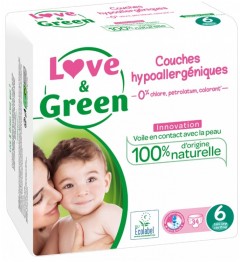 Love And Green Couches Hypoallergéniques Taille 6 Paquet de 34