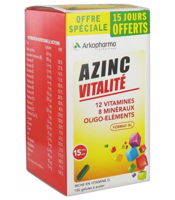 Azinc Vitalité 120 Gélules + 30 offertes