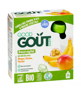 Good Gout Brassé Lait de Coco Mangue Banane Passion 4x85 Grammes