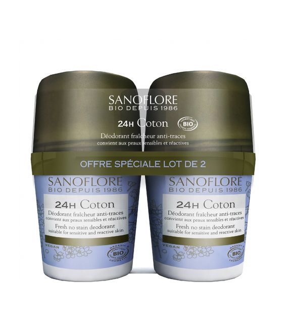 Sanoflore Déodorant Bille 48H Coton 2x50Ml