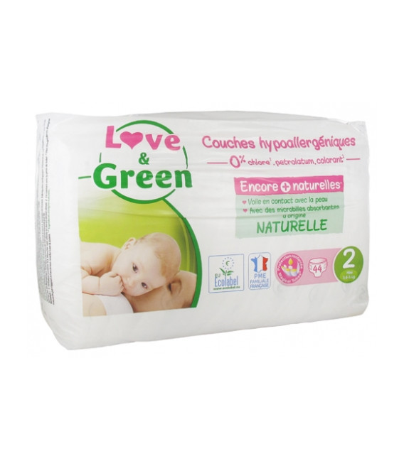 Love And Green Couches Hypoallergéniques Taille 2 3 à 6Kg Paquet de 44