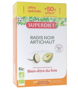 Superdiet Radis Noir Artichaut Bio 30 ampoules