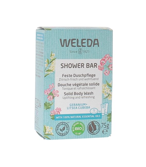 Weleda Shower Bar Douche Geranium et Listea 75 Grammes