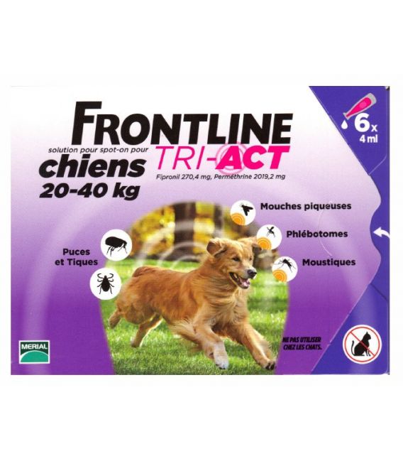 Frontline Tri Act Chiens L 20 à 40kg 6 Pipettes